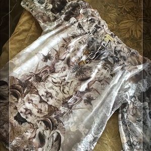 Live And Let Live Gray scroll Pattern Tunic